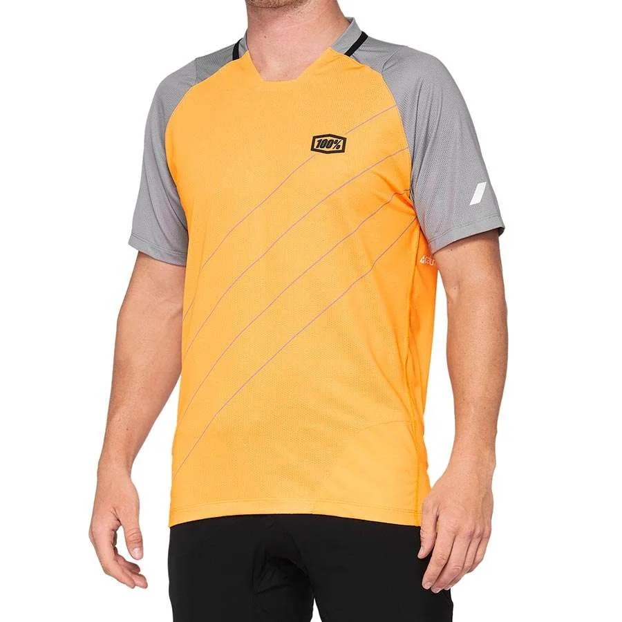 100% CELIUM MTB FIETSSHIRT KORTE MOUWEN GEEL/GRIJS HEREN