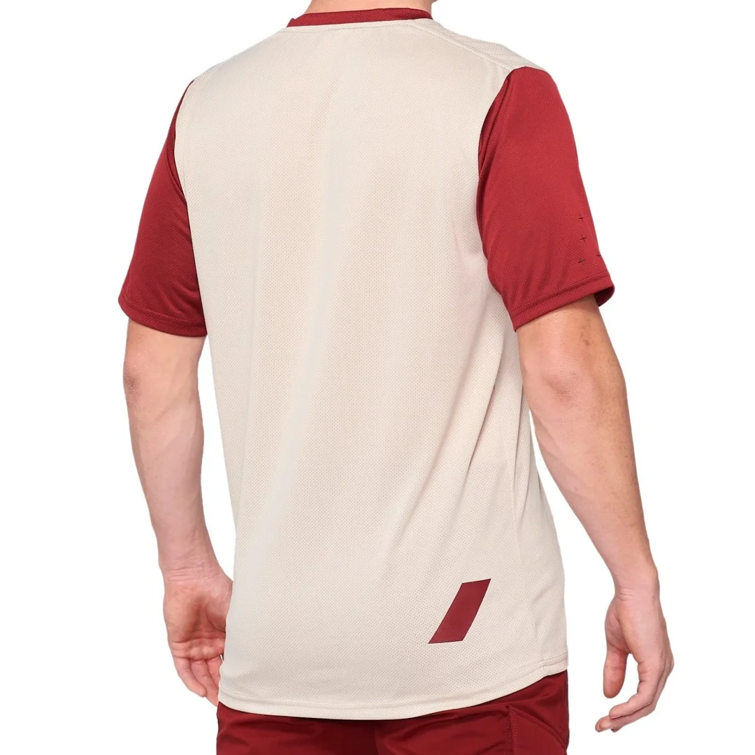 100% RIDECAMP MTB FIETSSHIRT KORTE MOUWEN BEIGE ROOD HEREN - Afbeelding 2