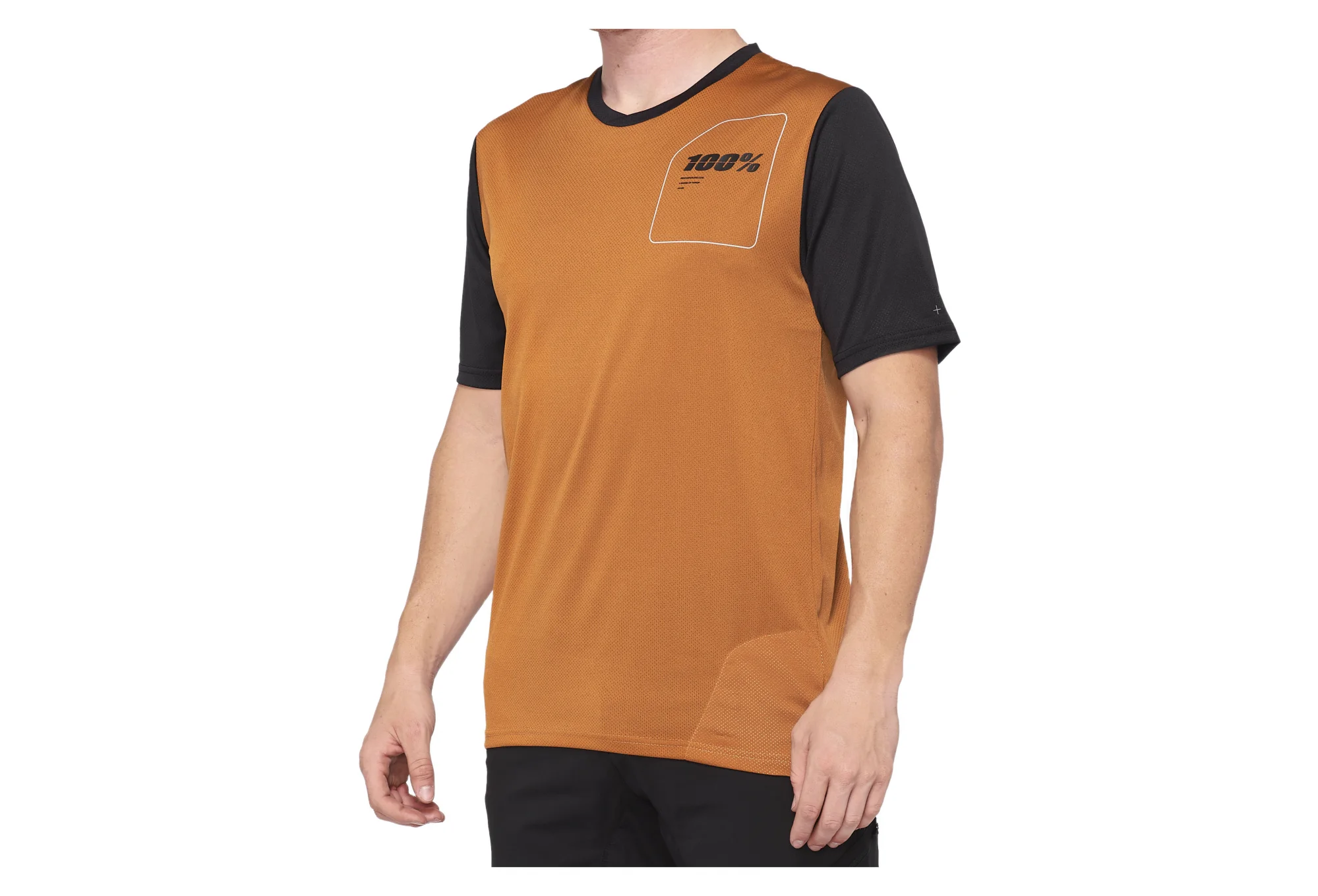 100% RIDECAMP MTB FIETSSHIRT KORTE MOUWEN TERRACOTTA/BLACK HEREN
