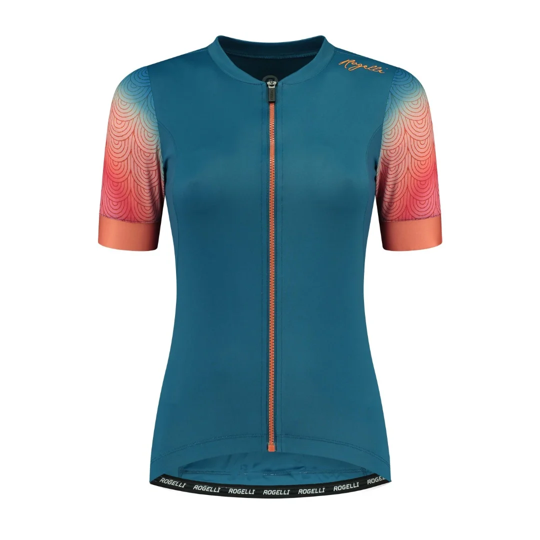 Rogelli Waves Blauw/Coral Fietsshirt Dames