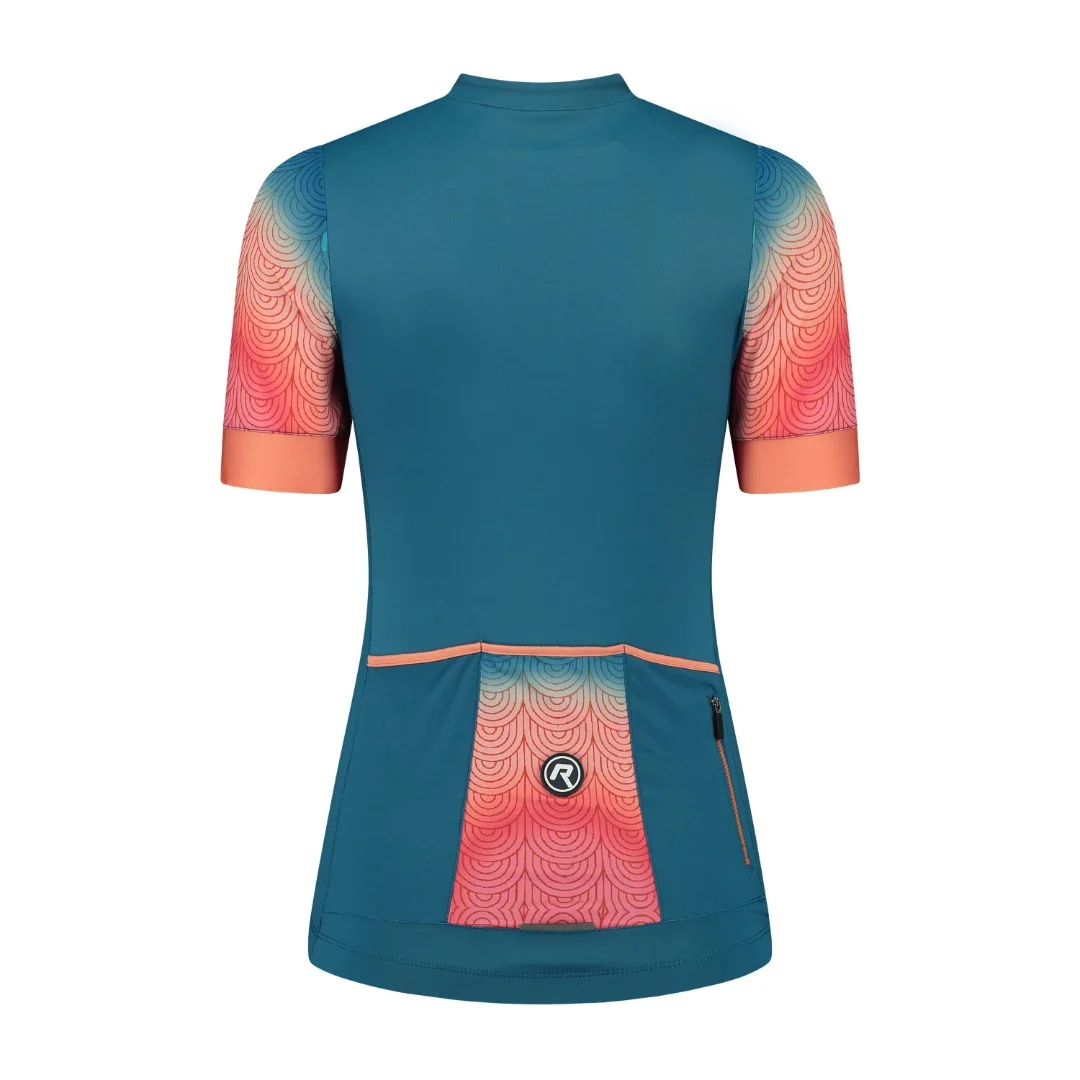 Rogelli Waves Blauw/Coral Fietsshirt Dames - Afbeelding 2