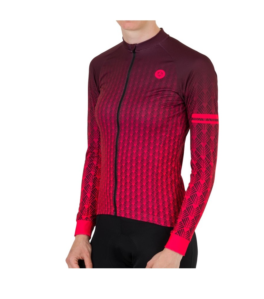 AGU Art Deco Fietsshirt Lange Mouwen Trend Dames - Rood - Afbeelding 3