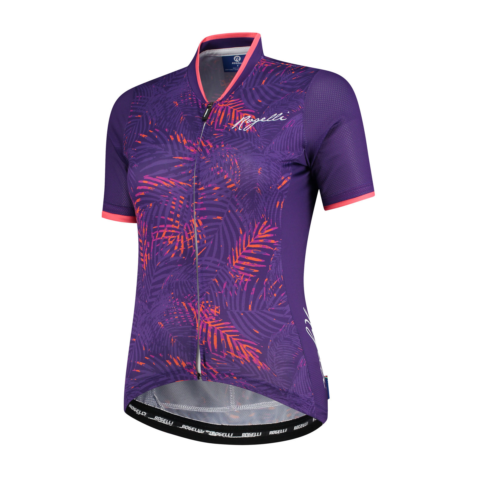 Rogelli Flora Dames Fietshirt Korte Mouwen – Bordeaux/Coral