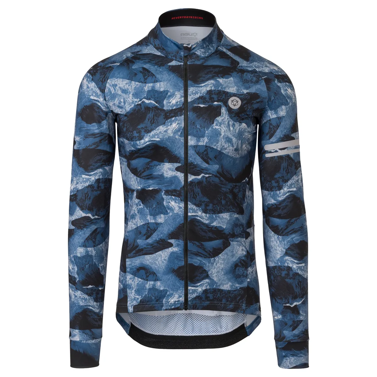Agu Abstract Mountains Fietsshirt Lange Mouwen Performance Heren Blauw