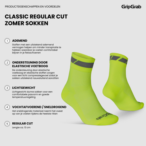 GripGrab GripGrab Classic Regular Cut Sokken – Hi-Vis Yellow - Afbeelding 4