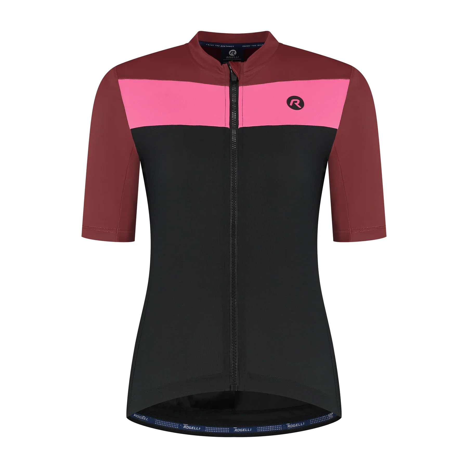 Rogelli Core Block Fietsshirt Dames - Zwart/Bordeaux/Roze