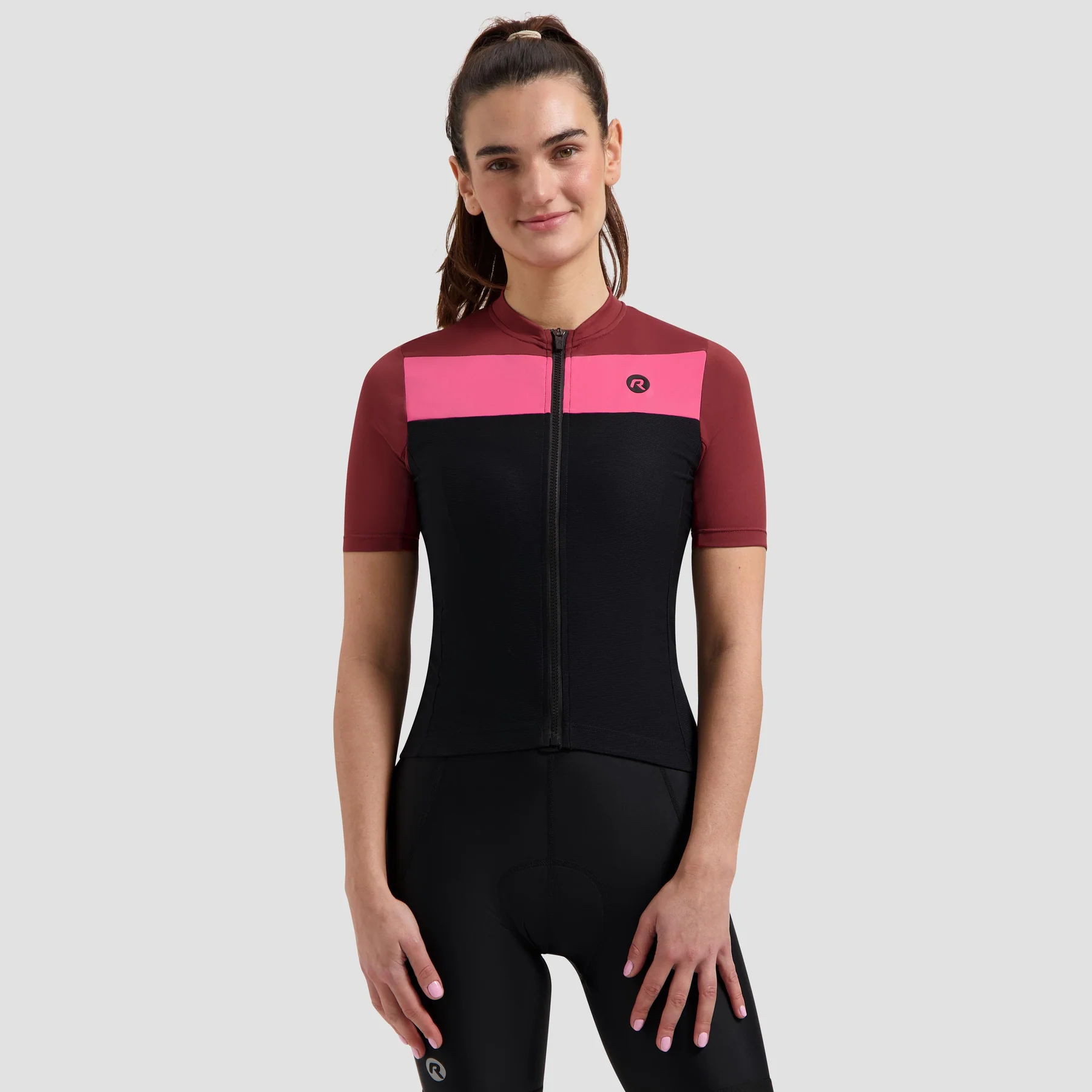 Rogelli Core Block Fietsshirt Dames - Zwart/Bordeaux/Roze - Afbeelding 3