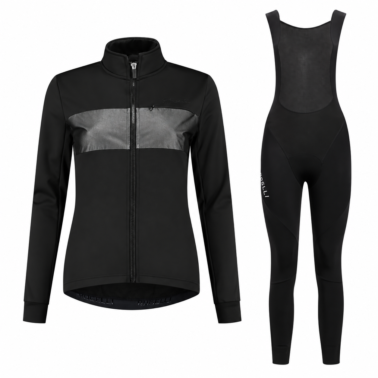 Rogelli Dames Winterset – Attq Winterjack & Mono Lange Fietsbroek Zwart
