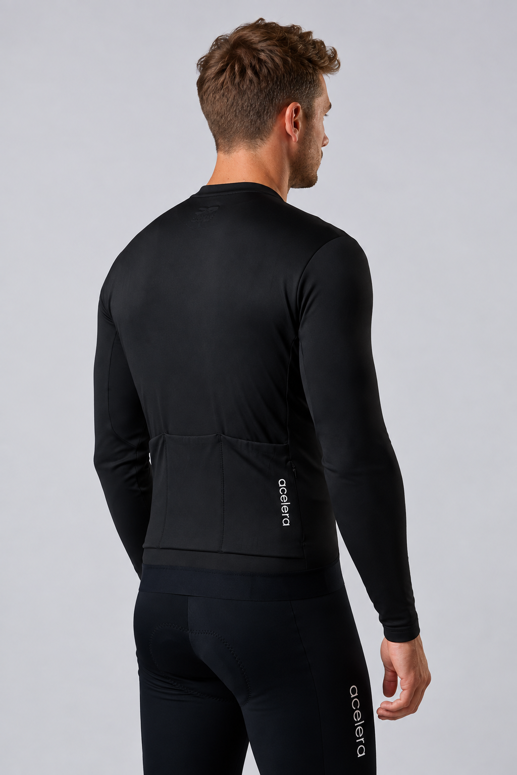Acelera Heren Pro Fleeced Fietsshirt Lange Mouw Zwart - Afbeelding 2