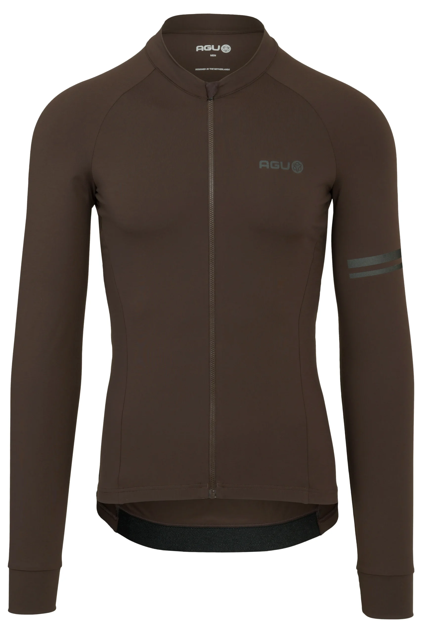 Agu Solid fietsshirt lange mouwen performance heren ground coffee