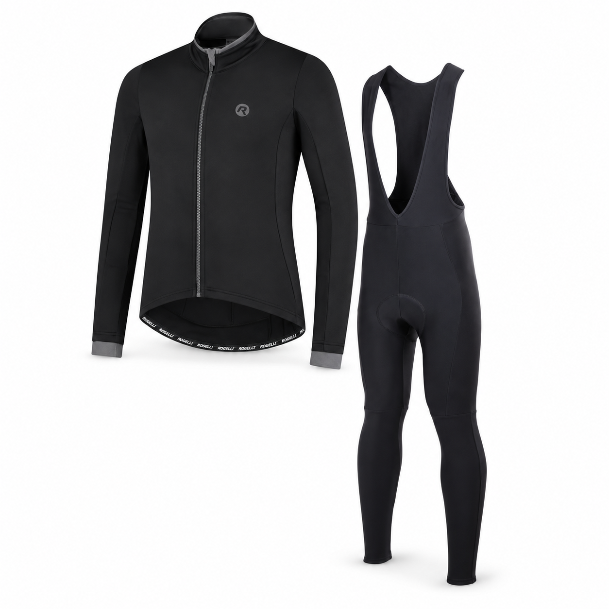 Rogelli Essential/Neo Fietskledingset Heren Zwart Lange Mouwen & Bibtight Voor en Najaar